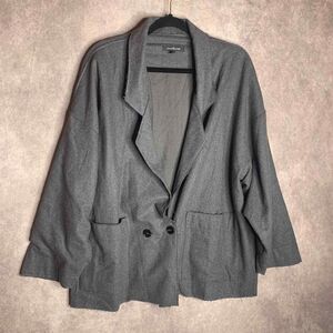 Grade & Gather Womens Blazer Jacket Size M/L‎ Gray Wool Blend Double Breasted